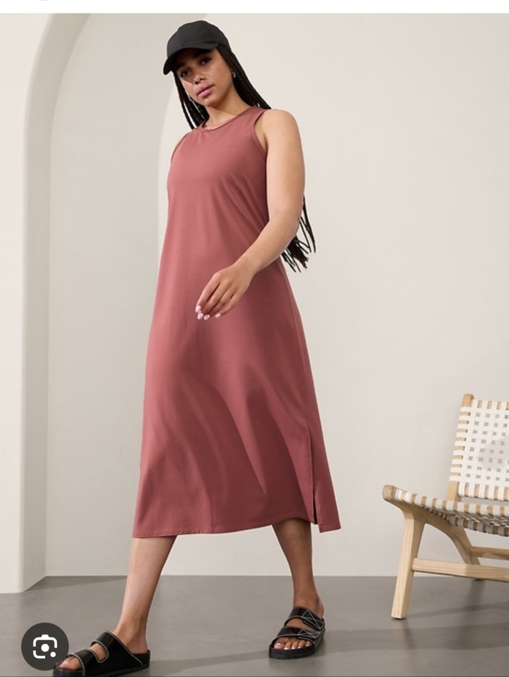 NWOT Athleta Essential Midi Dress in Rosewood